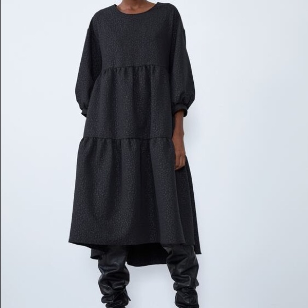 ZARA Voluminous Jacquard Dress